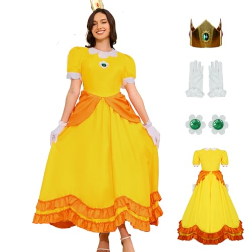 AYYOHON Super Brothers Prinzessin Pfirsich Kostüm für Frauen Prinzessin Gänseblümchen Prinzessin Rosalina Kostüm Halloween Cosplay Kleid 2XL von AYYOHON