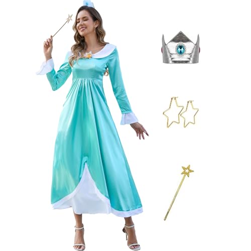 AYYOHON Super Brothers Prinzessin Pfirsich-Kostüm für Damen, Gänseblümchen, Rosalina, Halloween, Cosplay, Kleid, Größe L von AYYOHON