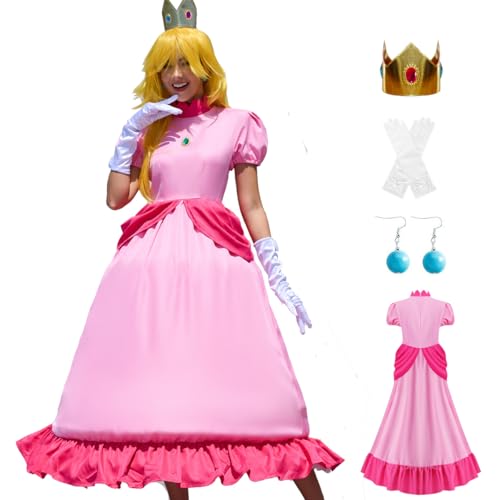 AYYOHON Super Brothers Prinzessin Pfirsich Kostüm für Frauen Prinzessin Gänseblümchen Prinzessin Rosalina Kostüm Halloween Cosplay Kleid M von AYYOHON