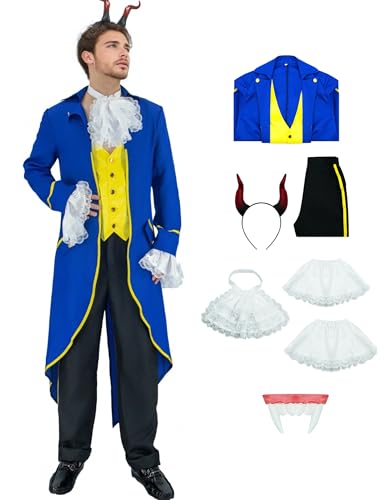 AYYOHON The Beast Kostüm Erwachsene Schönheit Herren Halloween Cosplay Prinz Charmante Kostüme Aristokraten Jacke Set L AYYOHON The Beast Kostüm Erwachsene Schönheit Herren Halloween Cosplay Prinz Charmante Kostüme Aristokraten Jacke Set L von AYYOHON