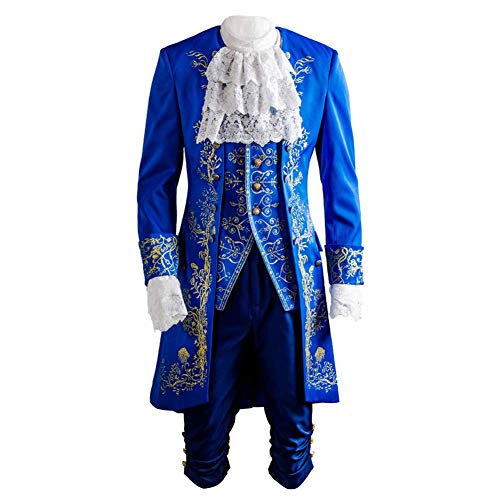 AYYOHON The Beast Kostüm Prinz Cosplay Kostüm Dan Stevens Blaue Uniform Halloween Herren Aristokraten Cosplay Outfit Anzug 2XL von AYYOHON