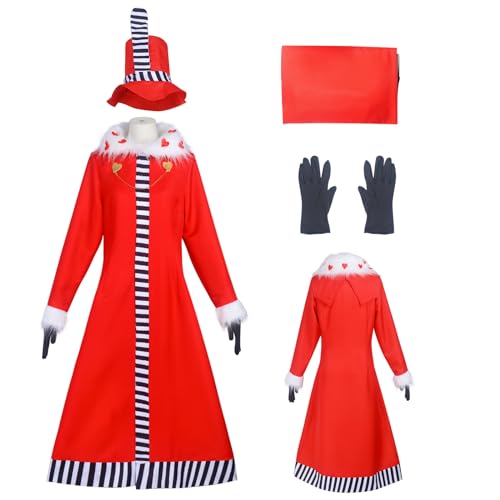 AYYOHON Valentino Cosplay-Kostüm, Anime-Dämonen-Outfits, roter Mantel mit Hut, Handschuhen, komplettes Set für Herren und Damen, Halloween-Anzug, Größe 3XL von AYYOHON