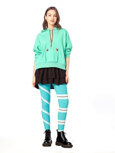 AYYOHON Vanellope Von Schweetz Kostüm Damen Kapuzenpullover mit Kordelzug Gestreiftes Yoga-Leggings-Rock-Set mit Haargummi XS AYYOHON Vanellope Von Schweetz Kostüm Damen Kapuzenpullover mit Kordelzug Gestreiftes Yoga-Leggings-Rock-Set mit Haargummi XS von AYYOHON