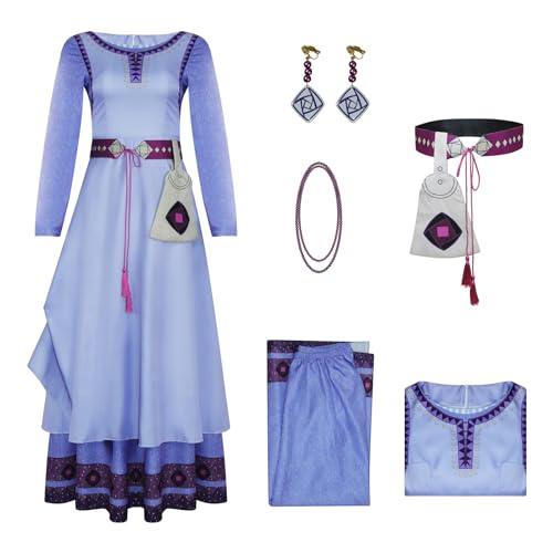 AYYOHON Wish Asha Kostüm Erwachsene Prinzessin Kleid für Frauen Asha Ohrringe Halskette Hüfttasche Halloween Weihnachten Cosplay Outfits M AYYOHON Wish Asha Kostüm Erwachsene Prinzessin Kleid für Frauen Asha Ohrringe Halskette Hüfttasche Halloween Weihnachten Cosplay Outfits M von AYYOHON