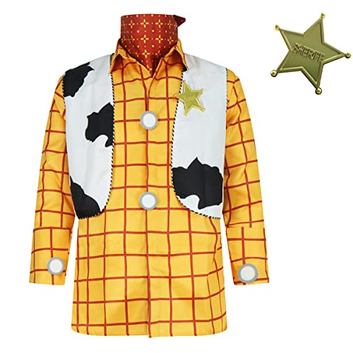 AYYOHON Woody Kostüm für Erwachsene, Cowboy-Hemd, Weste, Halstuch, Sheriff-Abzeichen-Set für Herren, Halloween, Cosplay, Outfits, Größe XL AYYOHON Woody Kostüm für Erwachsene, Cowboy-Hemd, Weste, Halstuch, Sheriff-Abzeichen-Set für Herren, Halloween, Cosplay, Outfits, Größe XL von AYYOHON