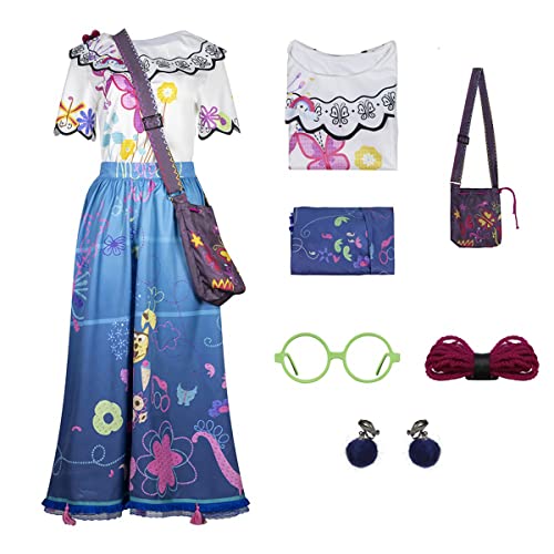 AYYOHON Erwachsene Mirabel Kleid Pepa Encanto Cosplay Kostüm mit Tasche Prinzessin Rock Rüschen Outfit Halloween Anzug M von AYYOHON