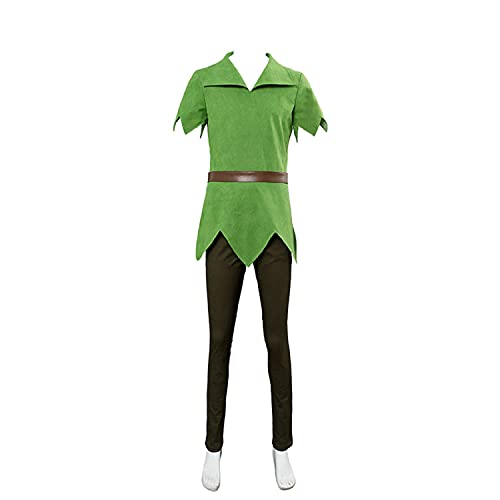 Peter-Kostüm für Erwachsene, Jumpsuit, Pan-Kostüm, Grün, Halloween, Cosplay, Anzug, Little Feixia, komplettes Set, 3XL von AYYOHON