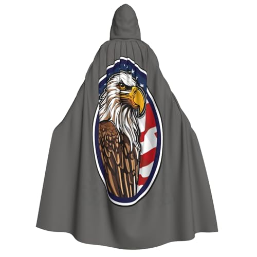 AYYQWE Amerikanischer Weißkopfseeadleraufdruck, Unisex, Erwachsene, Kapuzenumhang, warmer Umhang, Halloween-Kostüm, Cosplay, Karneval, Thema von AYYQWE