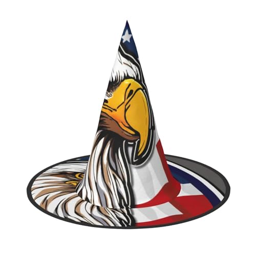 AYYQWE Amerikanischer Weißkopfseeadleraufdruck, bequemer Halloween-Hexenhut, Unisex, für Partys, Karneval, Weihnachten und Cosplay von AYYQWE