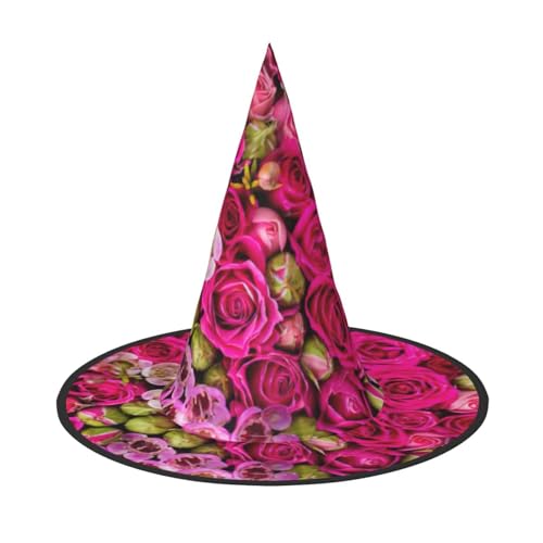 AYYQWE Angehender Rosen-Druck, bequemer Halloween-Hexenhut, Unisex, für Partys, Karneval, Weihnachten und Cosplay von AYYQWE
