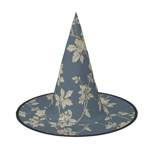 AYYQWE Blauer und gelber Blumendruck, bequemer Halloween-Hexenhut, Unisex, für Partys, Karneval, Weihnachten und Cosplay von AYYQWE