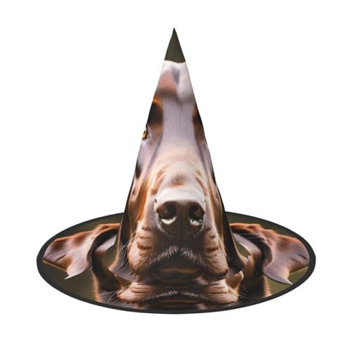AYYQWE Brauner Labrador Retriever-Druck, bequemer Halloween-Hexenhut, Unisex, für Partys, Karneval, Weihnachten und Cosplay von AYYQWE