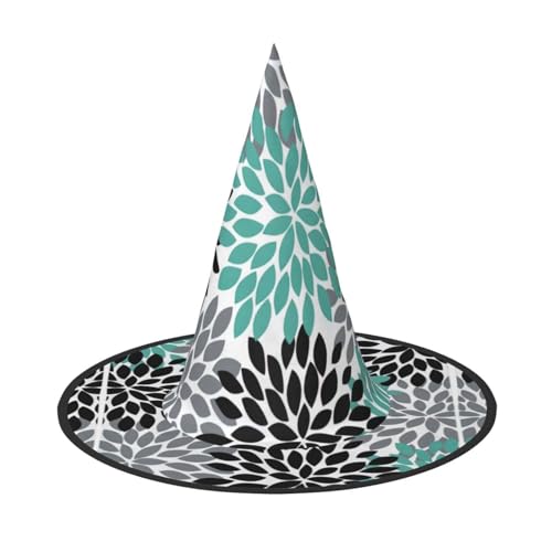 AYYQWE Dahlien-Blumendruck, bequemer Halloween-Hexenhut, Unisex, für Partys, Karneval, Weihnachten und Cosplay von AYYQWE