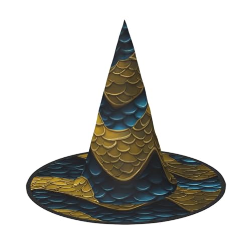 AYYQWE Drachenschuppen-Druck, bequemer Halloween-Hexenhut, Unisex, für Partys, Karneval, Weihnachten und Cosplay von AYYQWE