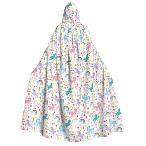 AYYQWE Einhörner rosa Druck Unisex Erwachsene Kapuzenumhang warmer Umhang Halloween Kostüm Cosplay Karneval Thema von AYYQWE