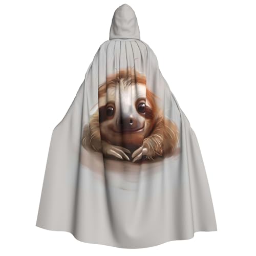 AYYQWE Entzückender Faultier-Druck, Unisex, Erwachsene, Kapuzenumhang, warmer Umhang, Halloween-Kostüm, Cosplay, Karneval-Thema von AYYQWE