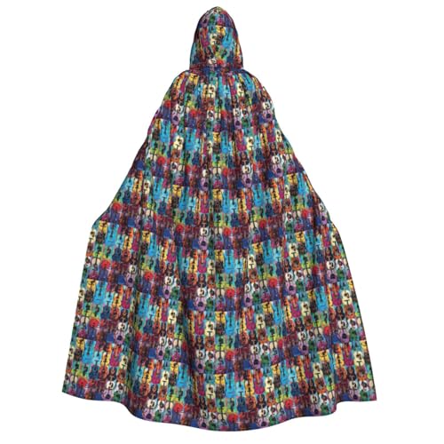 AYYQWE Farbiger Akustik- und Gitarren-Druck, Unisex, Erwachsene, Kapuzenumhang, warmer Umhang, Halloween-Kostüm, Cosplay, Karneval-Thema von AYYQWE