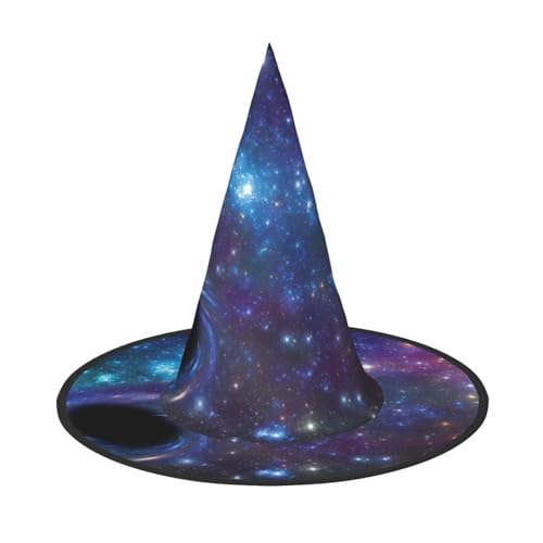 AYYQWE Galaxie-Druck, bequemer Halloween-Hexenhut, Unisex, für Partys, Karneval, Weihnachten und Cosplay von AYYQWE