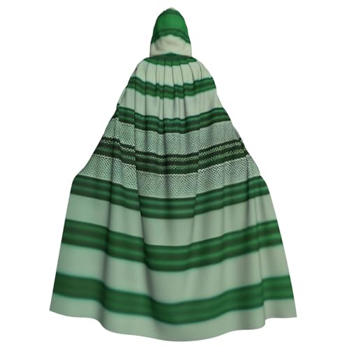 AYYQWE Grüner gestreifter Halloween-Umhang mit Kapuze, Unisex, für Erwachsene, für Karneval, Cosplay, Festivals, Partys von AYYQWE