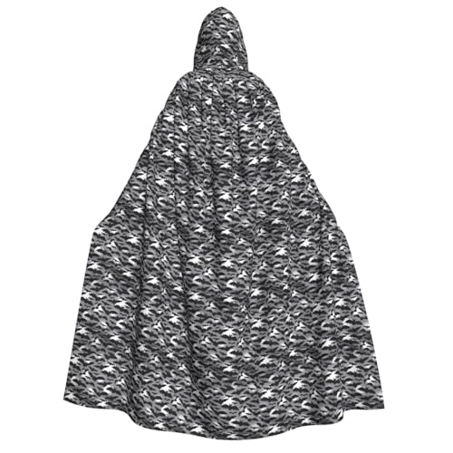 AYYQWE Halloween-Fledermaus-Motiv, grauer Druck, Unisex, Erwachsene, Kapuzenumhang, warmer Umhang, Halloween-Kostüm, Cosplay, Karneval, Thema von AYYQWE