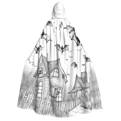 AYYQWE Halloween Fliegende Fledermäuse 1 Druck Unisex Erwachsene Kapuzenumhang Warm Umhang Halloween Kostüm Cosplay Karneval Thema von AYYQWE