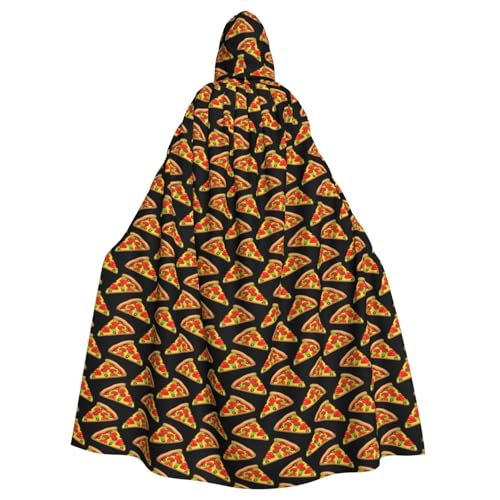 AYYQWE Halloween-Umhang mit Kapuze und Pizza-Druck, Unisex, für Erwachsene, für Karneval, Cosplay, Festivals, Partys von AYYQWE