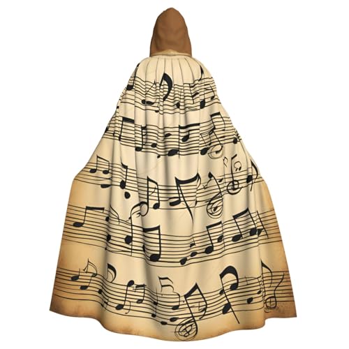 AYYQWE Halloween-Umhang mit Musiknoten-Aufdruck, Unisex, für Erwachsene, für Karneval, Cosplay, Festivals, Partys von AYYQWE