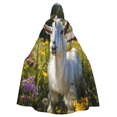 AYYQWE Halloween-Umhang mit Ziegen-Druck, Unisex, für Erwachsene, für Karneval, Cosplay, Festivals, Partys von AYYQWE