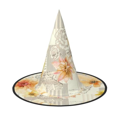 AYYQWE Hellgelber Blumendruck, bequemer Halloween-Hexenhut, Unisex, für Partys, Karneval, Weihnachten und Cosplay AYYQWE Hellgelber Blumendruck, bequemer Halloween-Hexenhut, Unisex, für Partys, Karneval, Weihnachten und Cosplay von AYYQWE