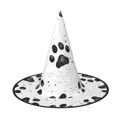 AYYQWE Hundepfotenmuster, bequemer Halloween-Hexenhut, Unisex, für Partys, Karneval, Weihnachten und Cosplay von AYYQWE