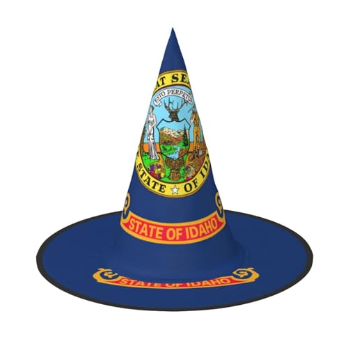 AYYQWE Idaho State Flag Print Bequemer Halloween Hexenhut Unisex für Partys Karneval Weihnachten und Cosplay von AYYQWE