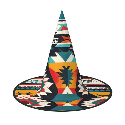 AYYQWE Indianer-Muster-Druck, bequemer Halloween-Hexenhut, Unisex, für Partys, Karneval, Weihnachten und Cosplay von AYYQWE