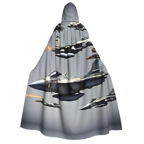 AYYQWE Kapuzenumhang mit Flugzeug-Jets-Druck, Unisex, Erwachsene, warmer Umhang, Halloween-Kostüm, Cosplay, Karneval, Thema von AYYQWE