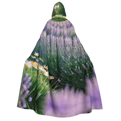 AYYQWE Kapuzenumhang mit Lavendel- und Gänseblümchen-Druck, Unisex, für Erwachsene, warm, Halloween-Kostüm, Cosplay, Karneval-Thema von AYYQWE