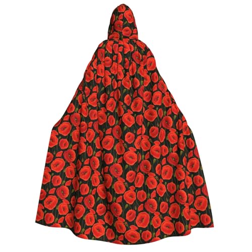 AYYQWE Kapuzenumhang mit Mohnblumen-Aufdruck, unisex, für Erwachsene, warmer Umhang, Halloween-Kostüm, Cosplay, Karneval, Thema von AYYQWE