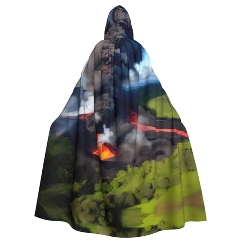 AYYQWE Kilauea Umhang mit Kapuze, Motiv: Vulkanblüte, Halloween, Unisex, Erwachsene, für Karneval, Cosplay, Festivals, Partys von AYYQWE