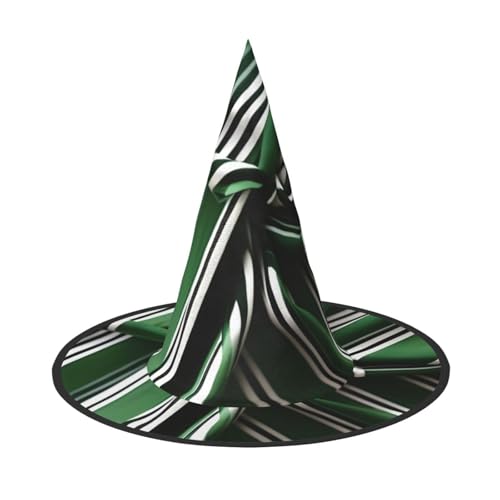 AYYQWE Klassischer grüner gestreifter Druck, bequemer Halloween-Hexenhut, Unisex, für Partys, Karneval, Weihnachten und Cosplay von AYYQWE