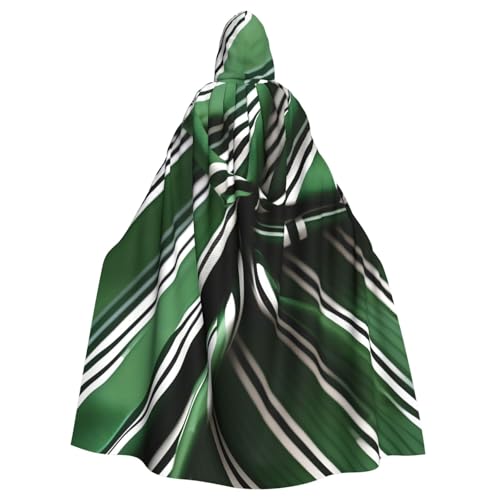 AYYQWE Klassischer grüner gestreifter Halloween-Umhang mit Kapuze, Unisex, für Erwachsene, für Karneval, Cosplay, Festivals, Partys von AYYQWE