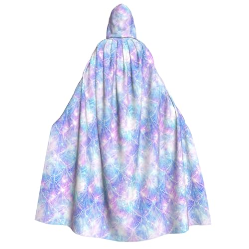 AYYQWE Meerjungfrauen-Schuppen-Druck, Unisex, Erwachsene, Kapuzenumhang, warmer Umhang, Halloween-Kostüm, Cosplay, Karneval-Thema von AYYQWE