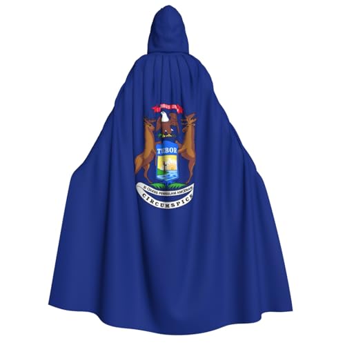 AYYQWE Michigan State Flag Print Unisex Erwachsene Kapuzenumhang Warm Cape Halloween Kostüm Cosplay Karneval Thema von AYYQWE