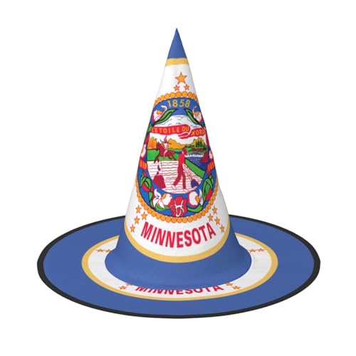 AYYQWE Minnesota State Flag Print Bequemer Halloween Hexenhut Unisex für Partys Karneval Weihnachten und Cosplay von AYYQWE