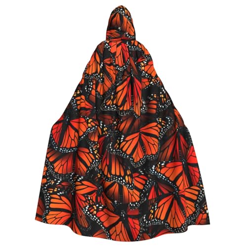 AYYQWE Monarch-Schmetterlinge, bedruckt, Halloween, Kapuzenumhang, Unisex, Erwachsene, Umhang für Karneval, Cosplay, Festivals, Partys von AYYQWE