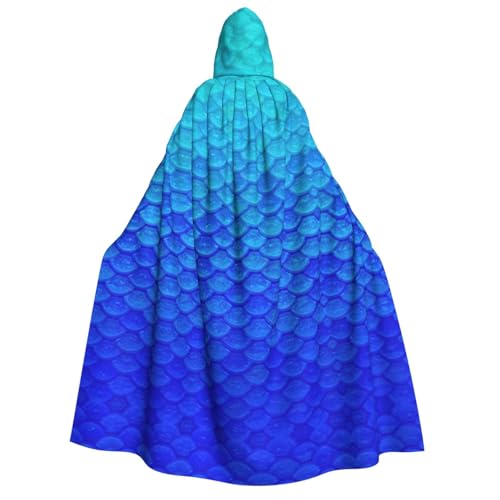 AYYQWE Ozean-Meerjungfrauen-Fischschuppen-Druck, Unisex, Erwachsene, Kapuzenumhang, warmer Umhang, Halloween-Kostüm, Cosplay, Karneval-Thema von AYYQWE