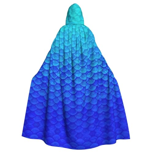 AYYQWE Ozean-Meerjungfrauen-Umhang mit Fischschuppen-Druck, Unisex, für Erwachsene, für Karneval, Cosplay, Festivals, Partys von AYYQWE