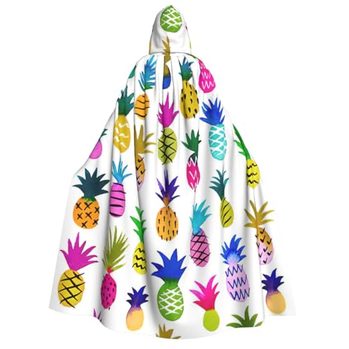 AYYQWE Regenbogen, Ananas-Druck, Unisex, Erwachsene, Kapuzenumhang, warmer Umhang, Halloween-Kostüm, Cosplay, Karneval, Thema von AYYQWE