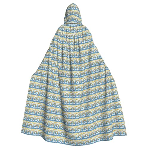 AYYQWE Regenbogen, Wolken, Regentropfen-Druck, Halloween, Kapuzenumhang, Unisex, Erwachsene, Umhang für Karneval, Cosplay, Festivals, Partys von AYYQWE