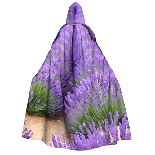 AYYQWE Romantischer Lavendel-Druck, Unisex, Erwachsene, Kapuzenumhang, warmer Umhang, Halloween-Kostüm, Cosplay, Karneval, Thema von AYYQWE