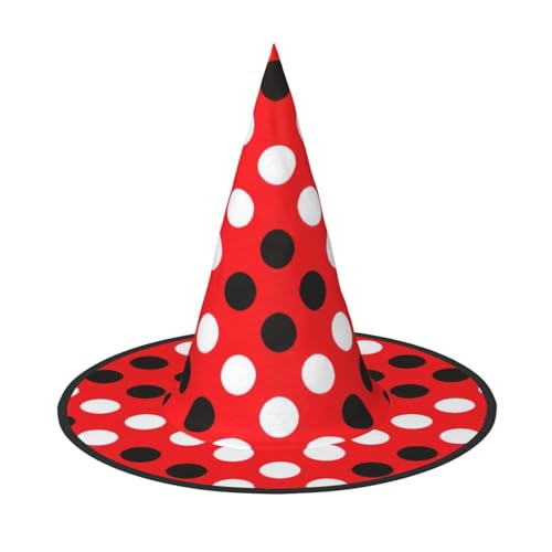 AYYQWE Rot Weiß Polka Dot Print Bequemer Halloween Hexenhut Unisex für Partys Karneval Weihnachten und Cosplay von AYYQWE