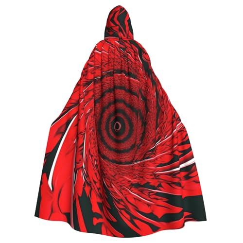 AYYQWE Roter Blumen-Wirbel-Spiralaufdruck, Halloween-Kapuzenumhang, Unisex, Erwachsene, Umhang für Karneval, Cosplay, Festivals, Partys von AYYQWE