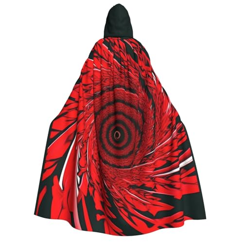 AYYQWE Roter Blumen-Wirbel-Spiraldruck, Unisex, Erwachsene, Kapuzenumhang, warmer Umhang, Halloween-Kostüm, Cosplay, Karneval-Thema von AYYQWE